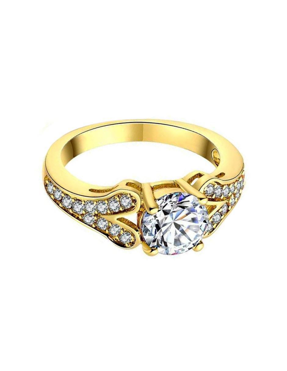 Anillo multi gemas Elegance cristal con acabado baño de oro 6