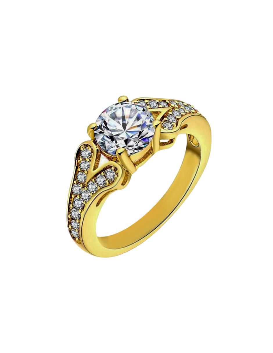 Anillo multi gemas Elegance cristal con acabado baño de oro 2