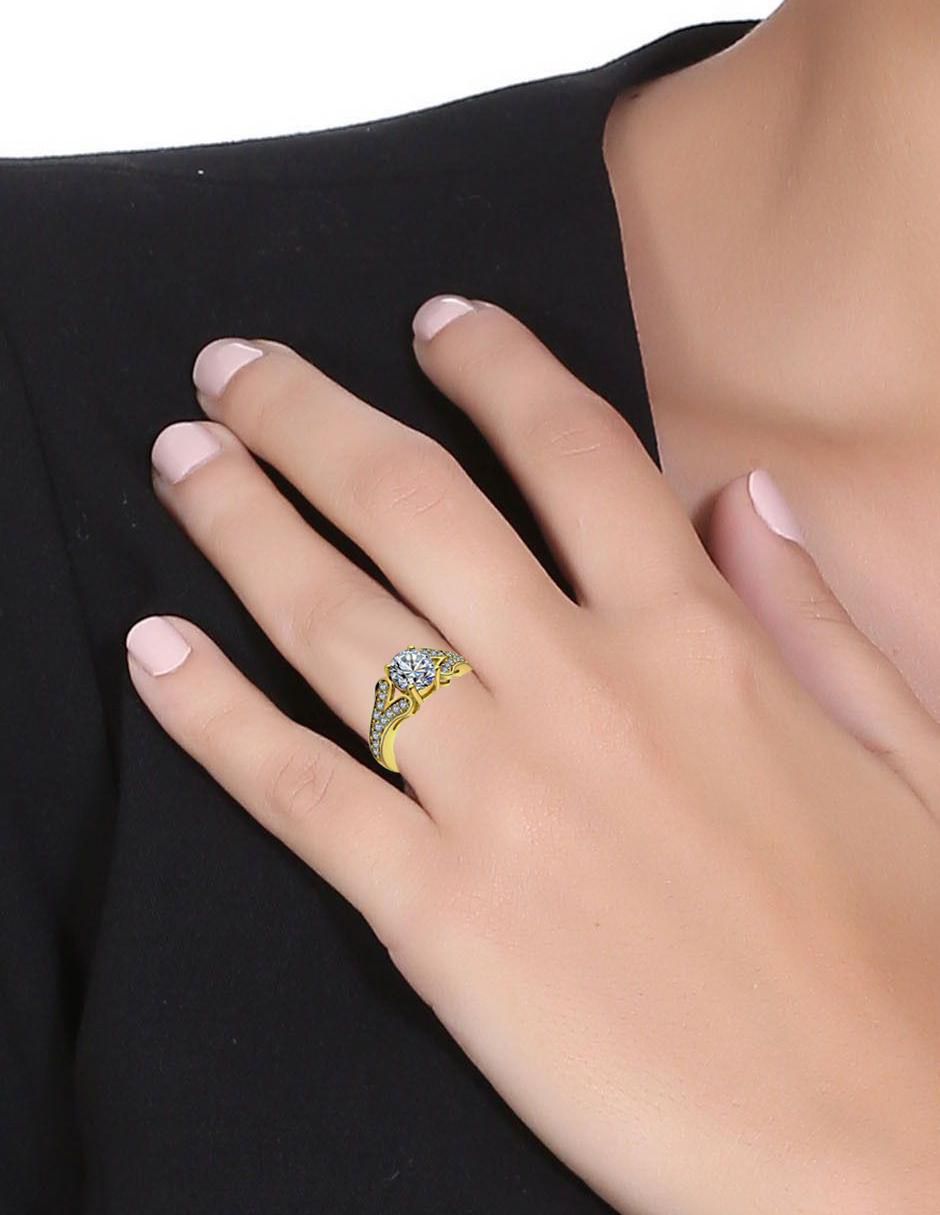 Anillo multi gemas Elegance cristal con acabado baño de oro 3
