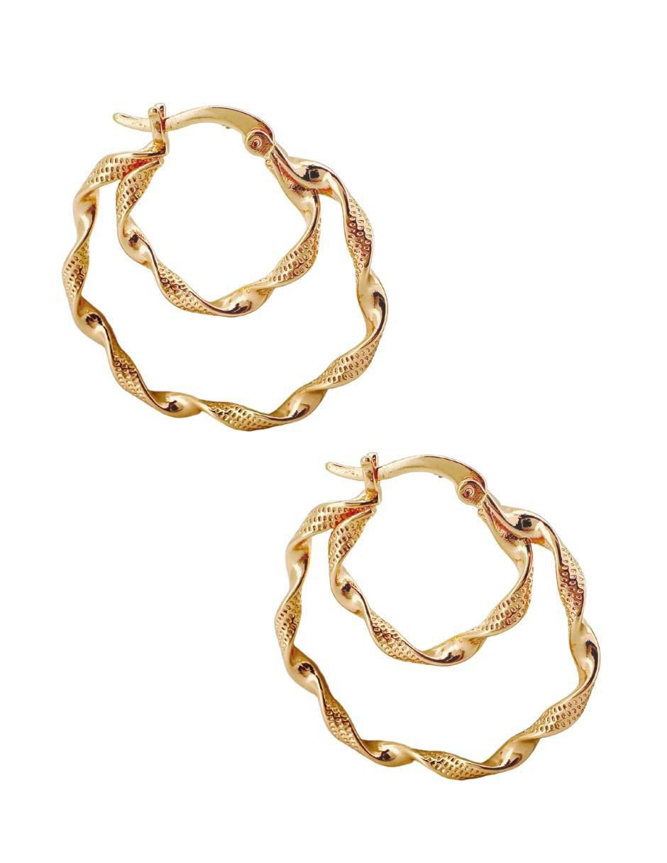 Arracadas Trenza Doble con acabado chapa de oro 2