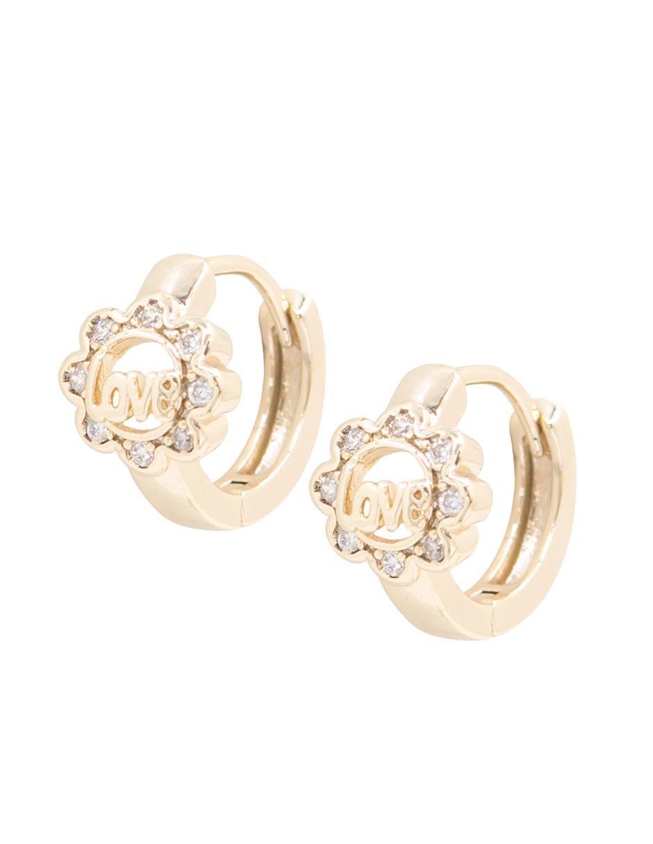 Aretes de flor con acabado brillante zirconia 2