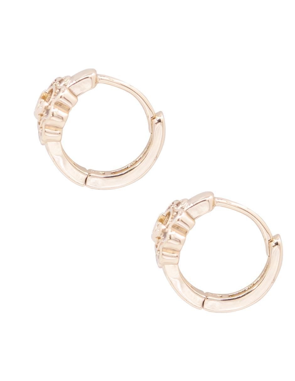 Aretes de flor con acabado brillante zirconia 3