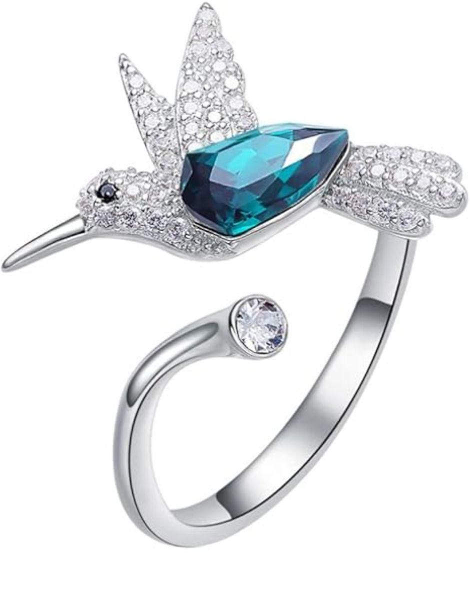 Anillo de colibrí P 925 de plata esmeralda 1
