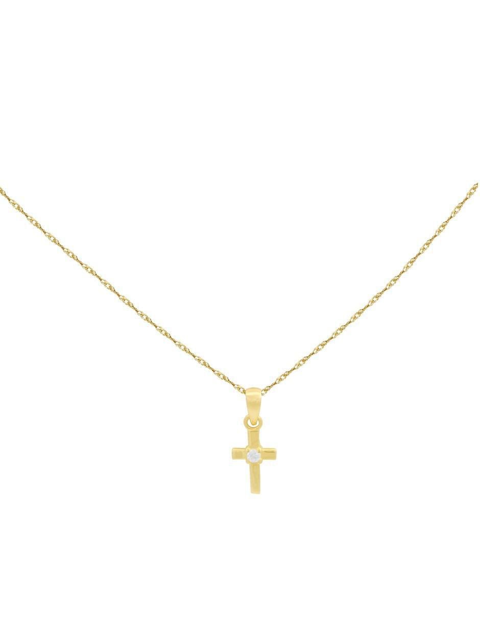 Collar con dije de cruz de oro 10 K 2