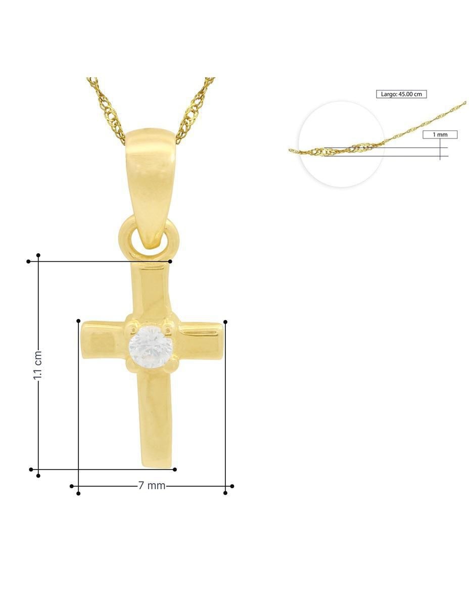 Collar con dije de cruz de oro 10 K 7