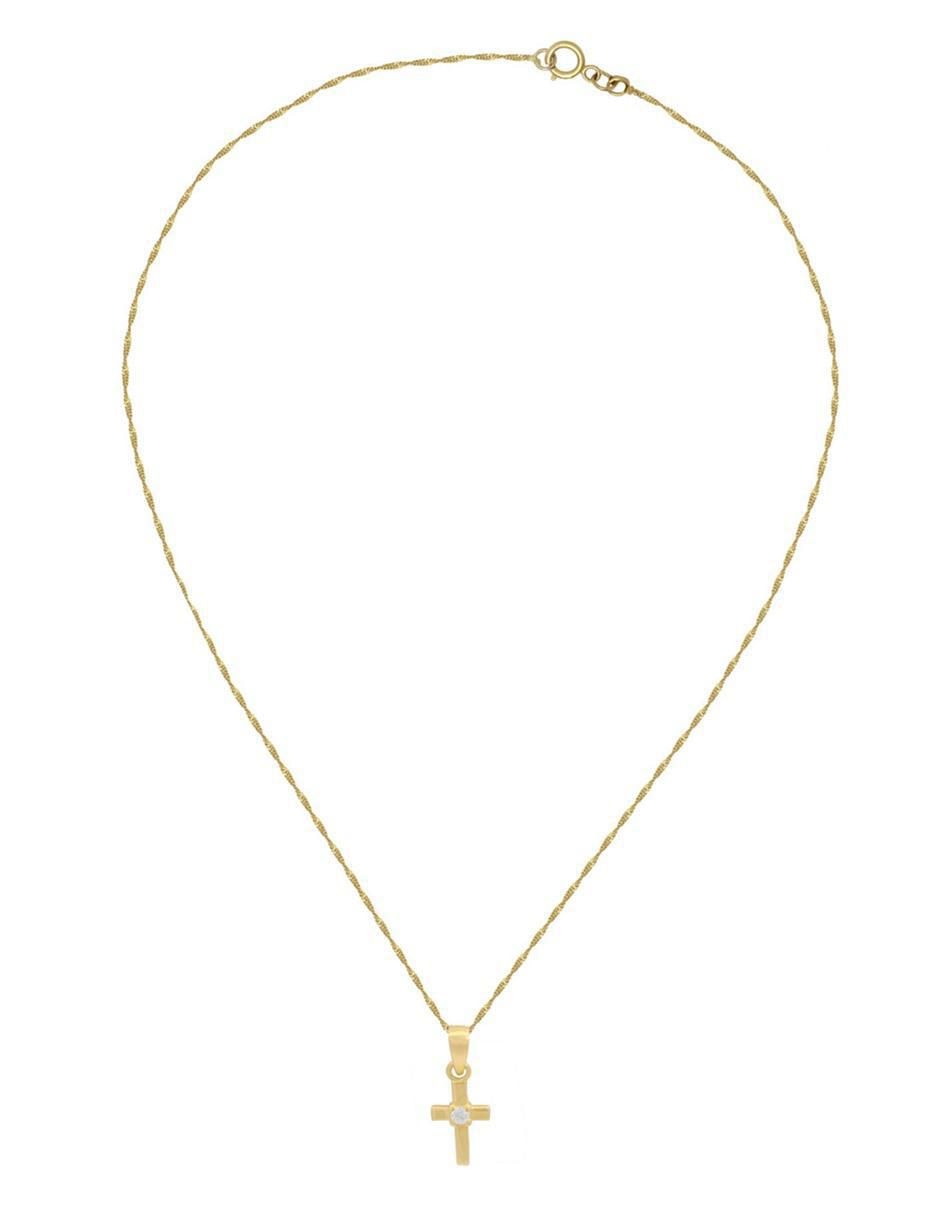 Collar con dije de cruz de oro 10 K 6