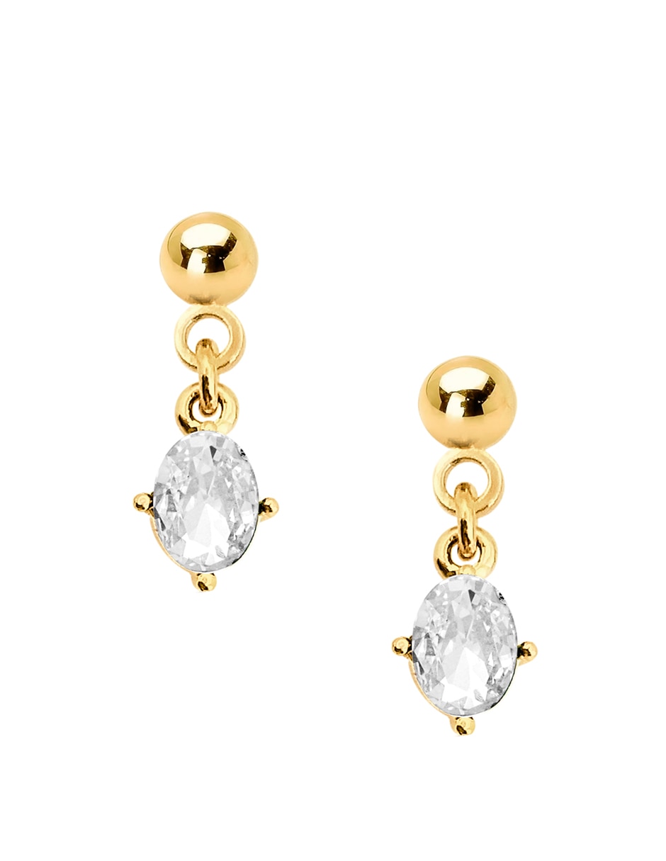 Aretes ovalados con acabado brillante zirconia