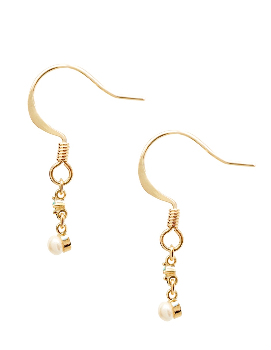 Aretes redondos con acabado pavé perla 2