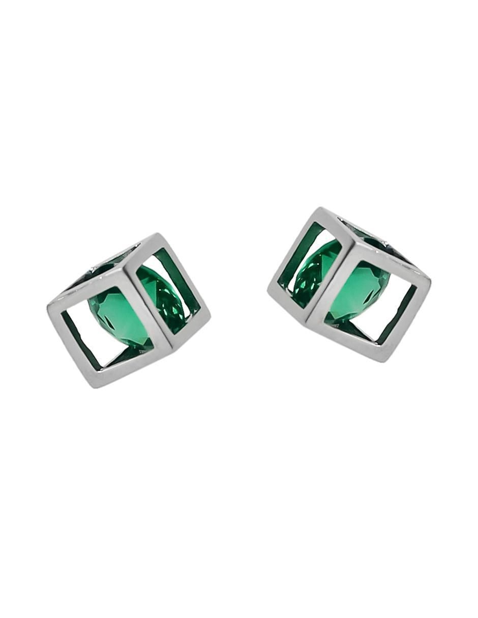 Aretes cuadrados de plata P 925 con acabado baño rodio circonita Aretes cuadrados de plata P 925 con acabado baño rodio circonita