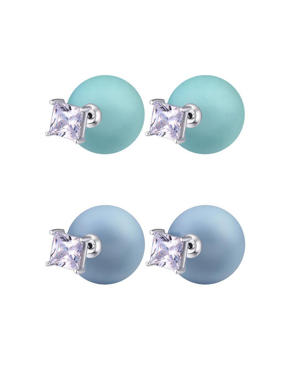 Set de aretes redondos Everyday con acabado mate cristal