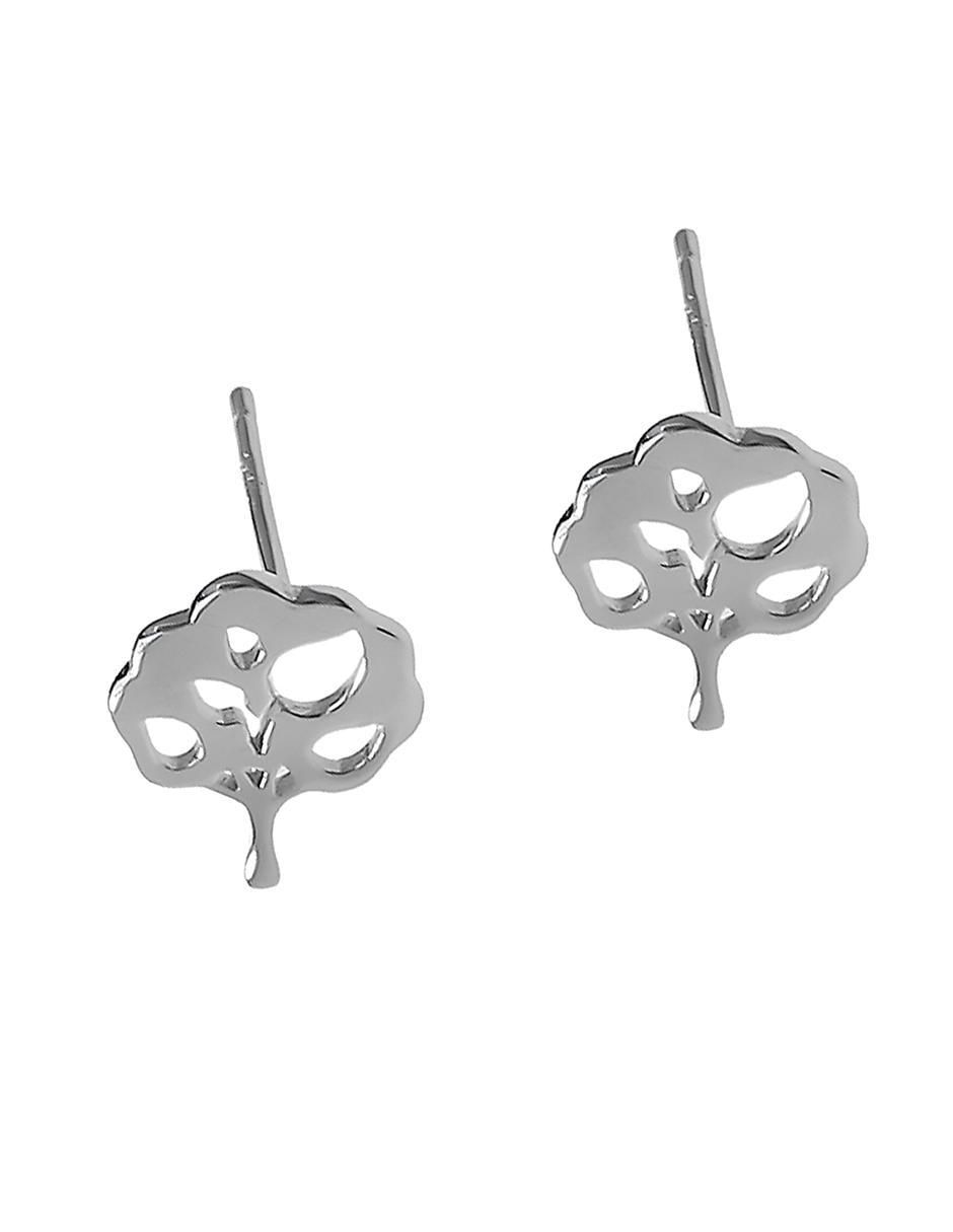 Aretes de árbol de plata P 925 con acabado baño rodio 2