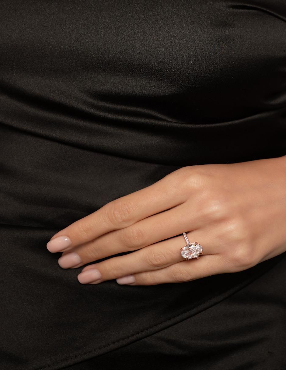 Anillo ovalado P 925 de plata zirconia brillante 4