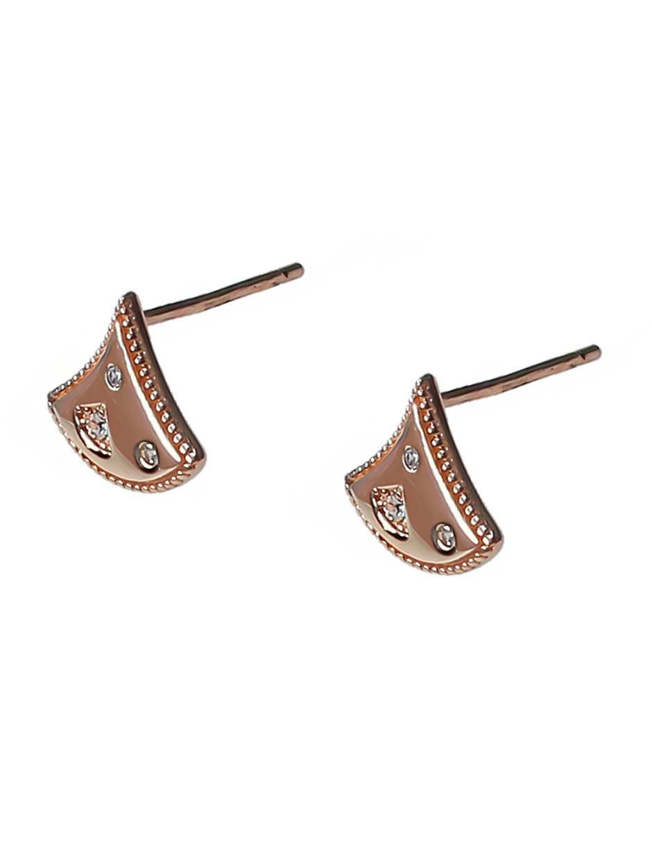 Aretes de abanico de plata P 925 con acabado baño de oro rosa circonita 2