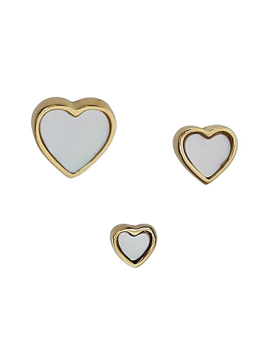 Set de aretes de corazón de plata P 925 con acabado chapa de oro