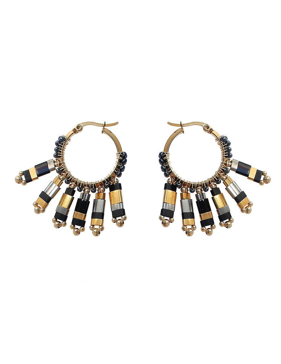 Aretes de abanico con acabado chapa de oro 2