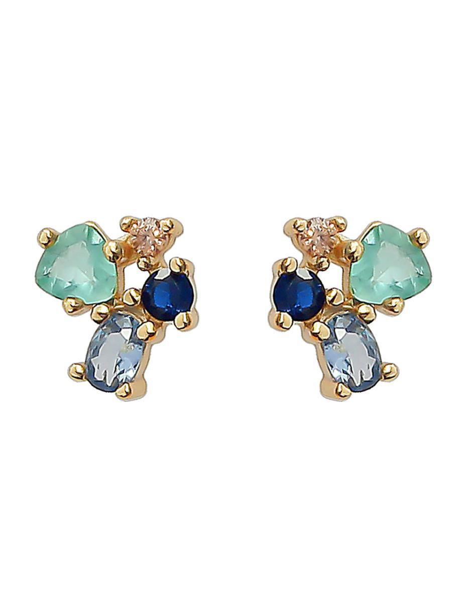 Aretes de plata P 925 con acabado baño de oro circonita 1