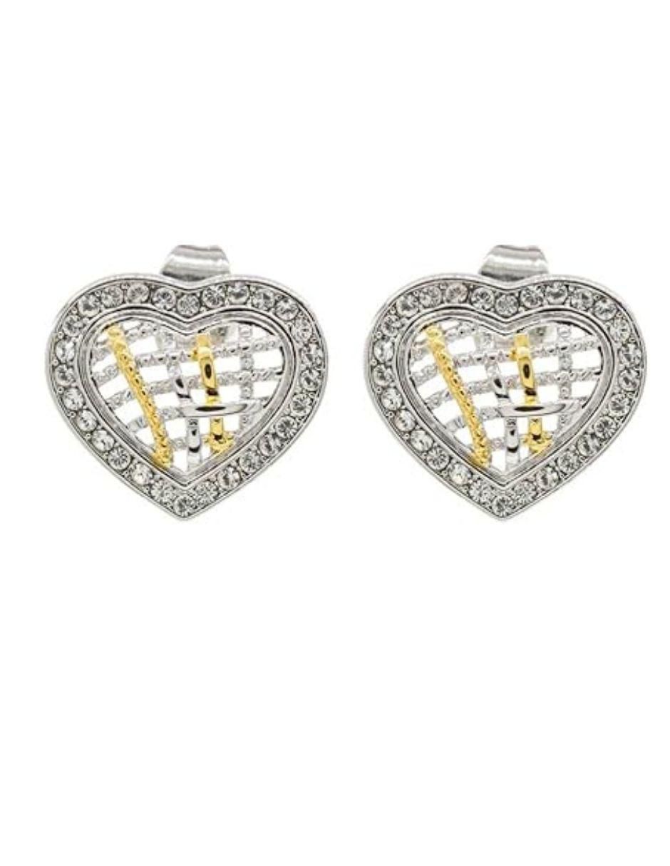 Broqueles de corazón con acabado plateado cristal