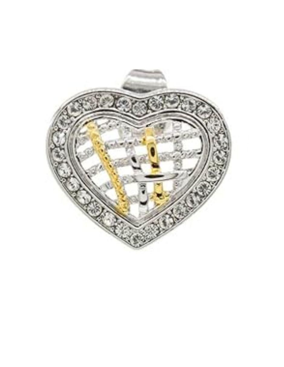 Broqueles de corazón con acabado plateado cristal 2