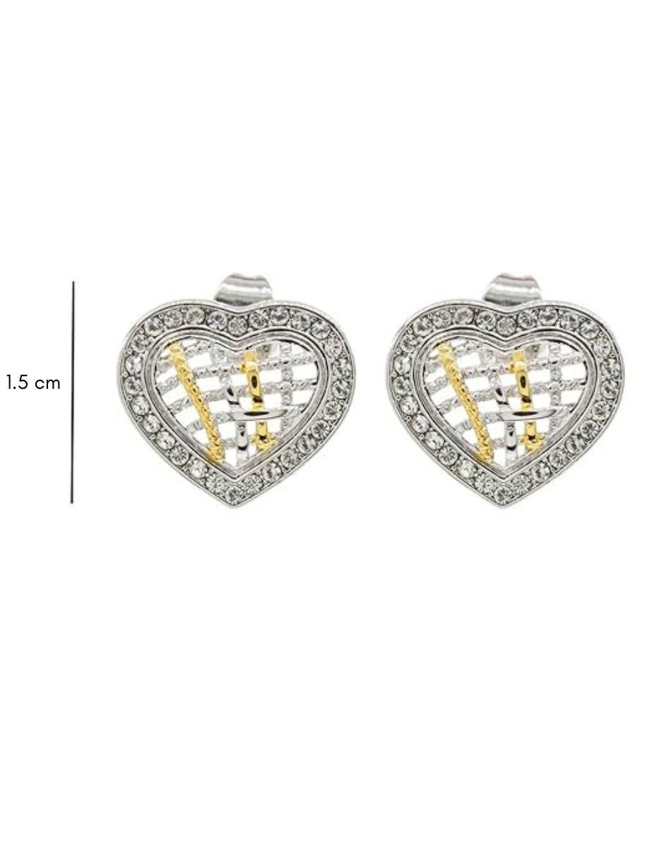 Broqueles de corazón con acabado plateado cristal 3
