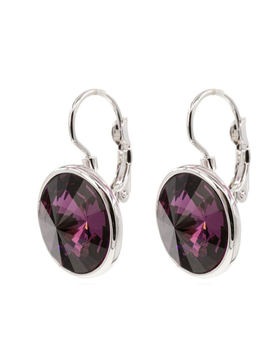 Aretes circulares con acabado baño rodio cristal