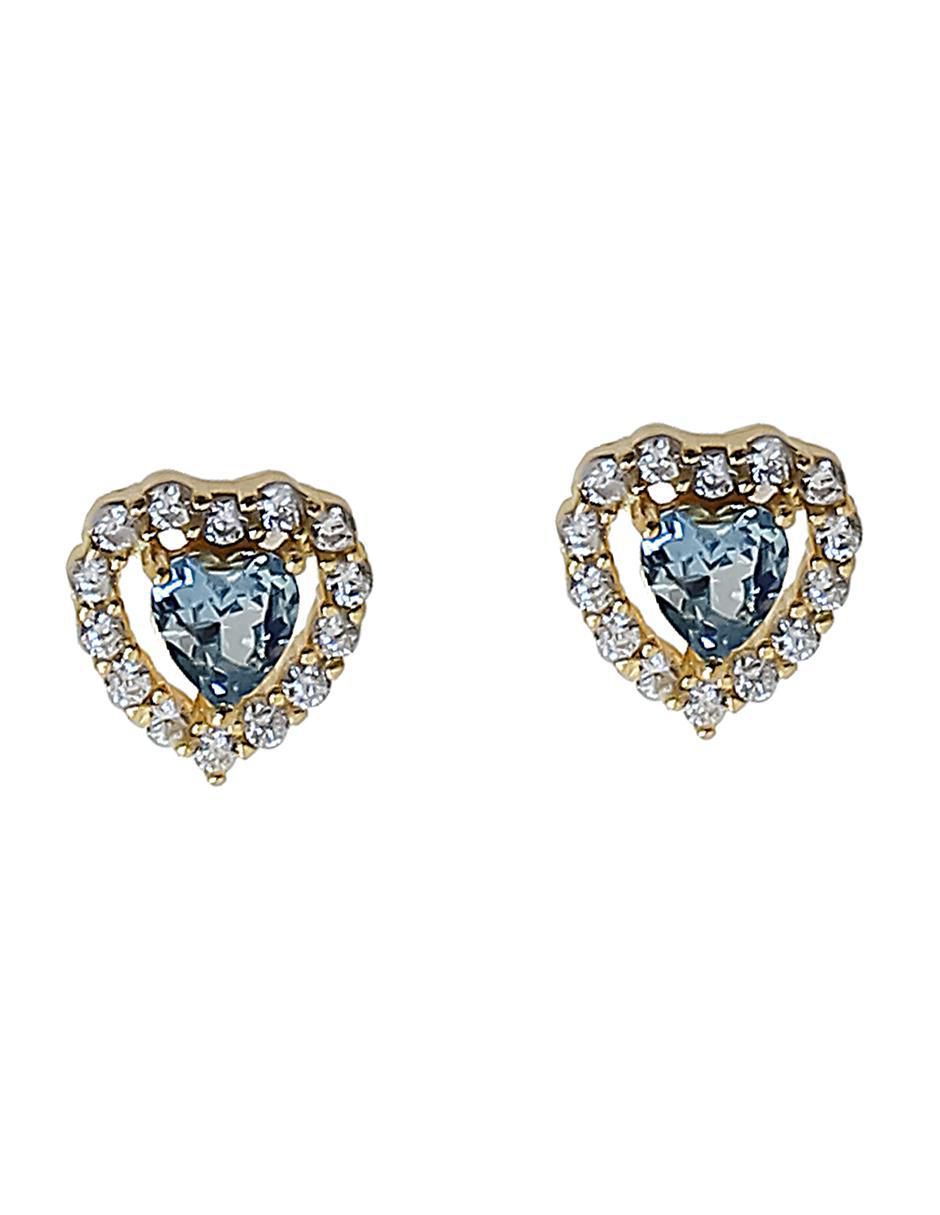 Aretes de corazón de plata P 925 con acabado chapa de oro circonita 1