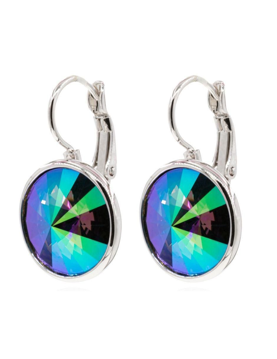 Aretes circulares con acabado baño rodio cristal