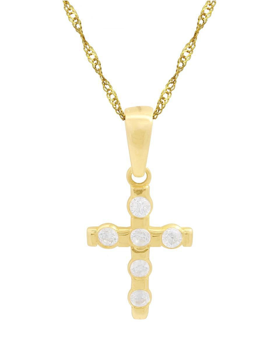 Collar con dije de cruz de oro 10 K Collar con dije de cruz de oro 10 K