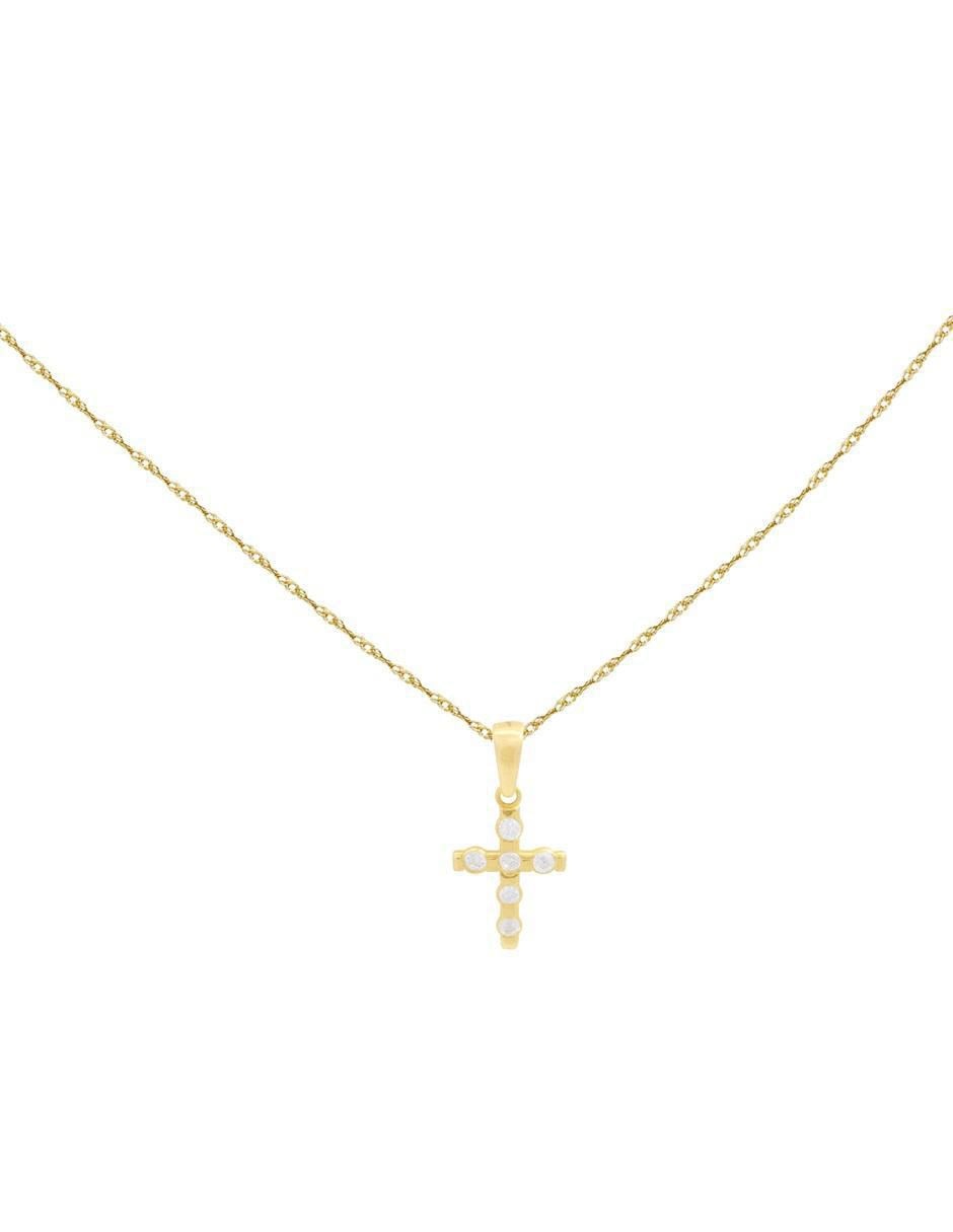 Collar con dije de cruz de oro 10 K 2