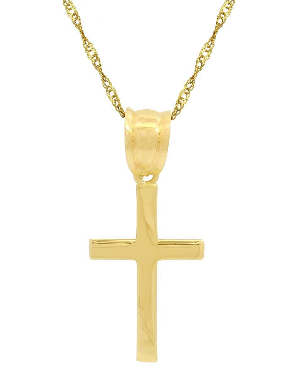 Collar con dije de cruz de oro 10 K