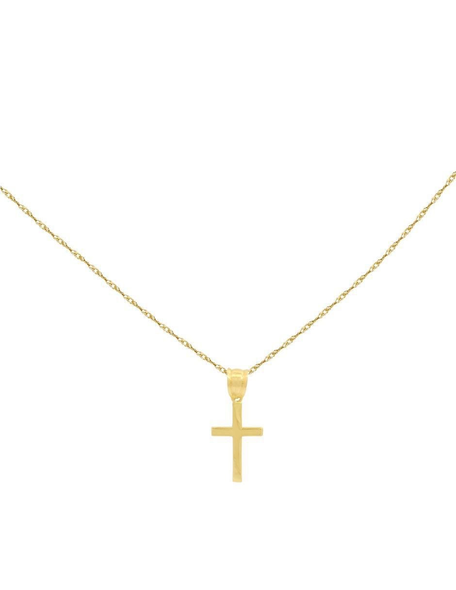 Collar con dije de cruz de oro 10 K 4