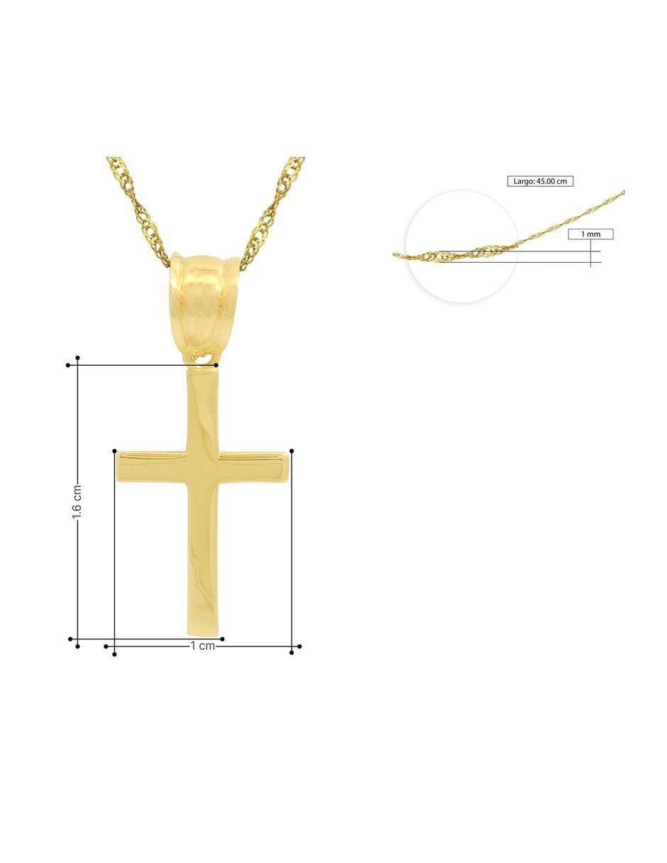 Collar con dije de cruz de oro 10 K 3