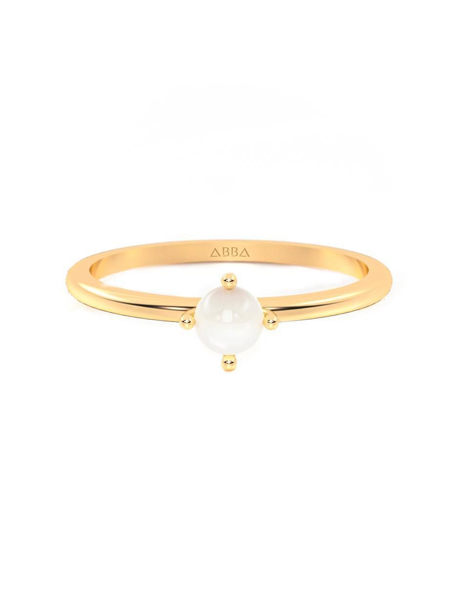 Anillo 14 k de oro perla brillante