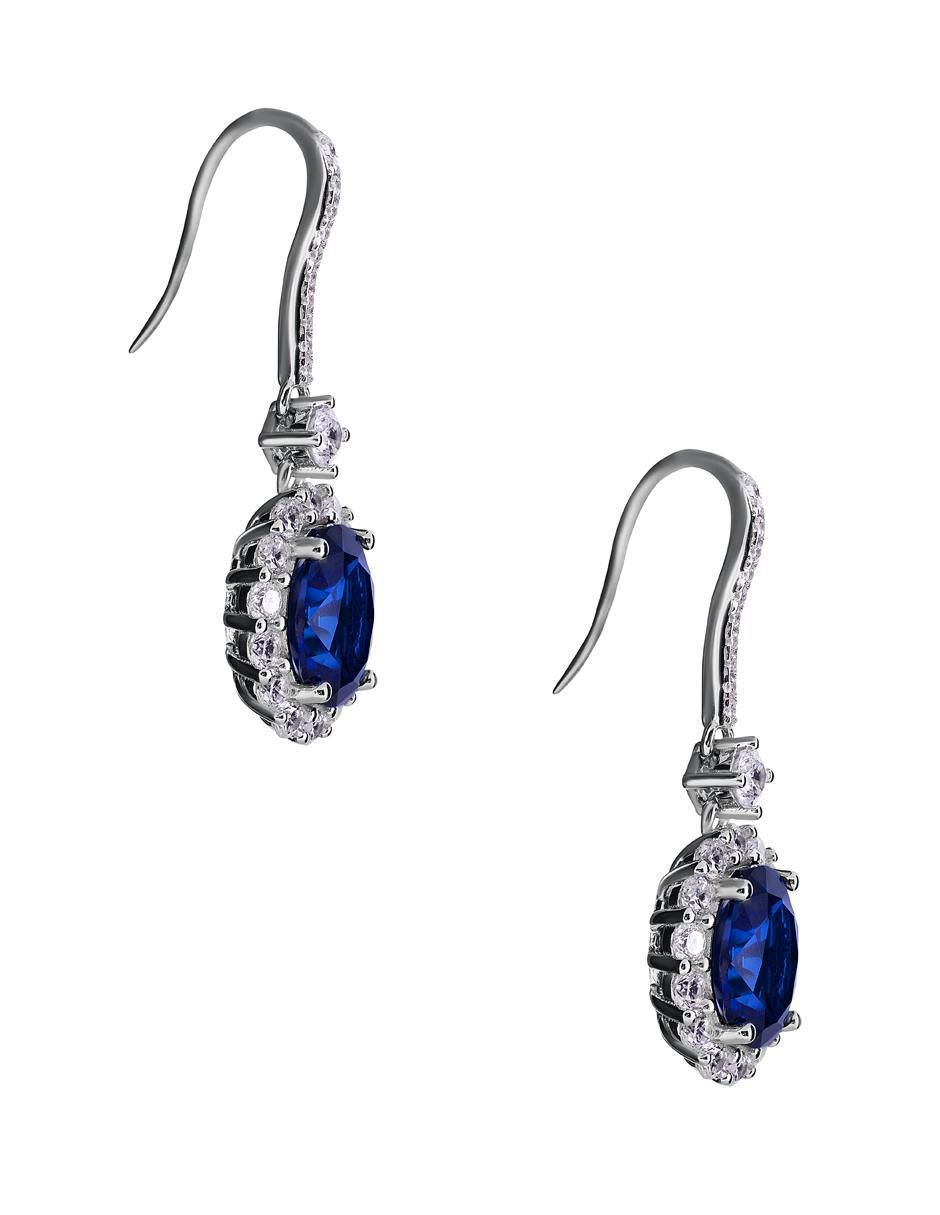 Aretes ovalados de plata P 925 con acabado pavé zafiro 2