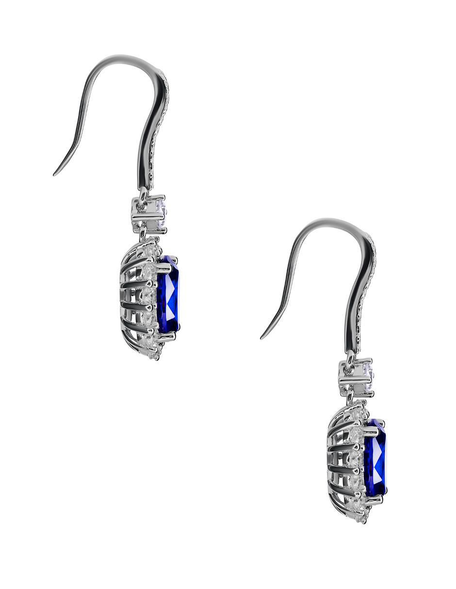 Aretes ovalados de plata P 925 con acabado pavé zafiro 3