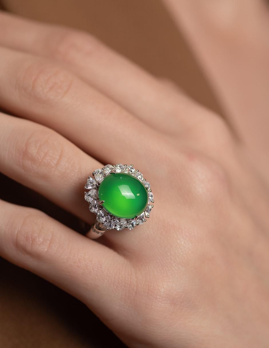 Anillo P 925 de plata ágata brillante 4