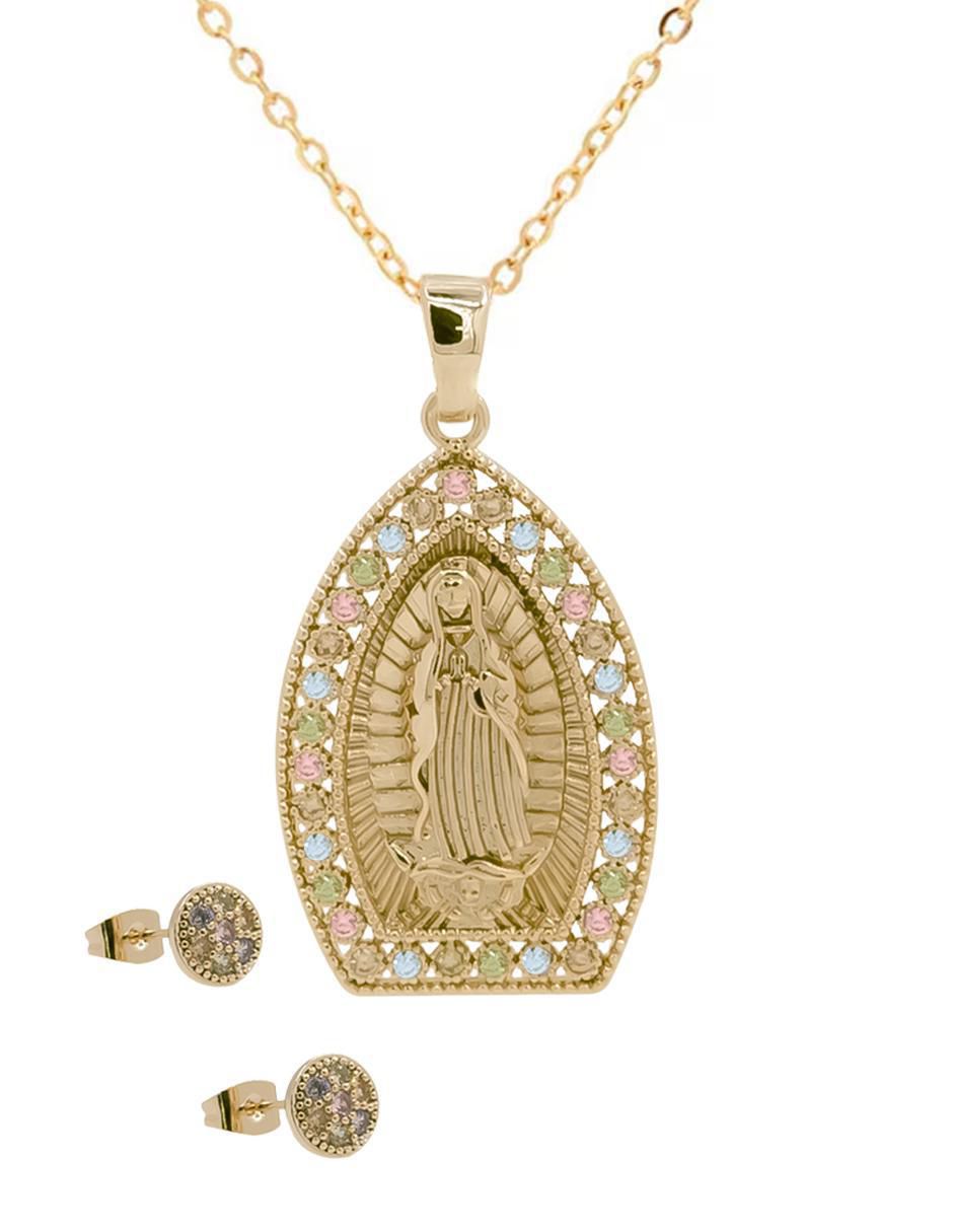 Aretes y collar virgen de guadalupe zirconia Aretes y collar virgen de guadalupe zirconia