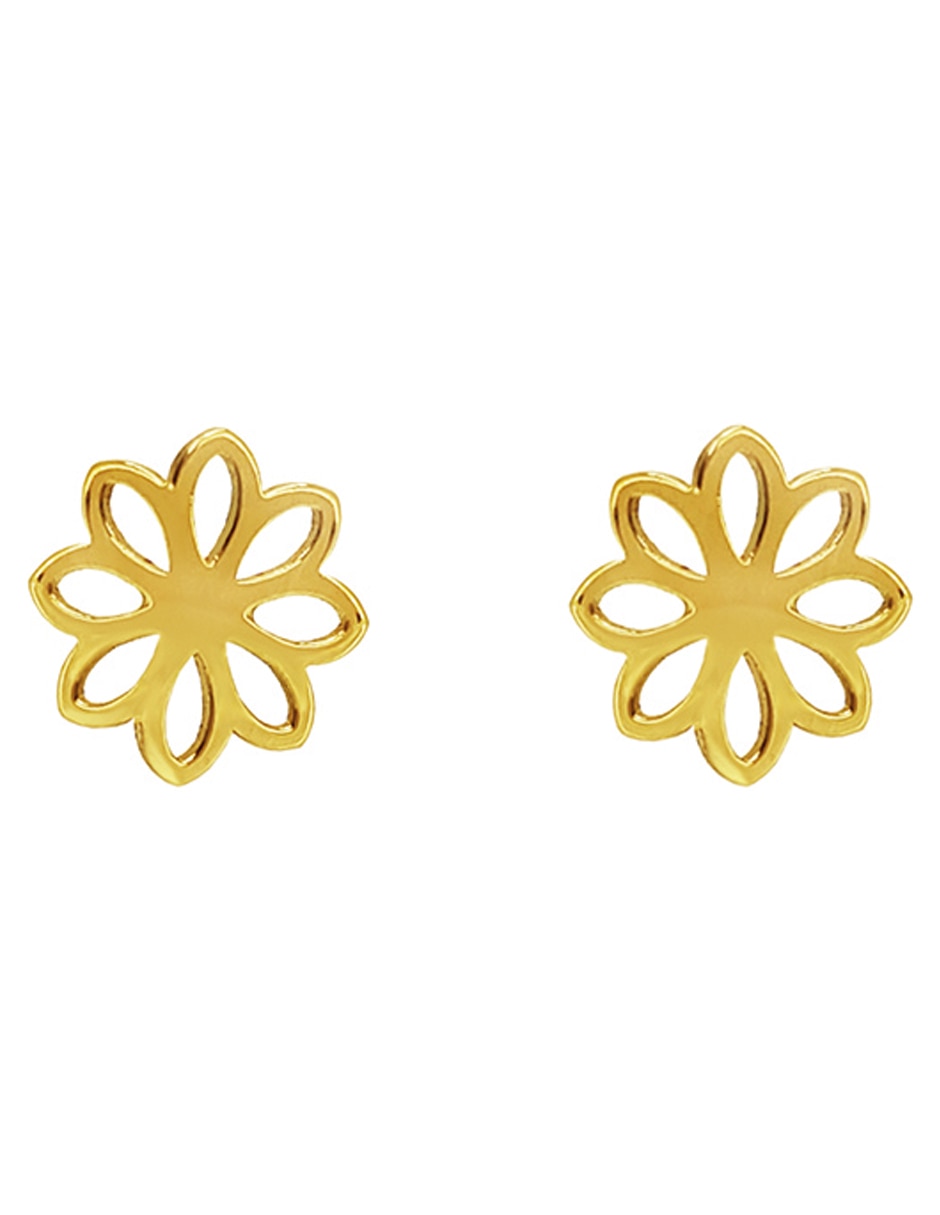 Broqueles de flor de oro 14 K con acabado pulido