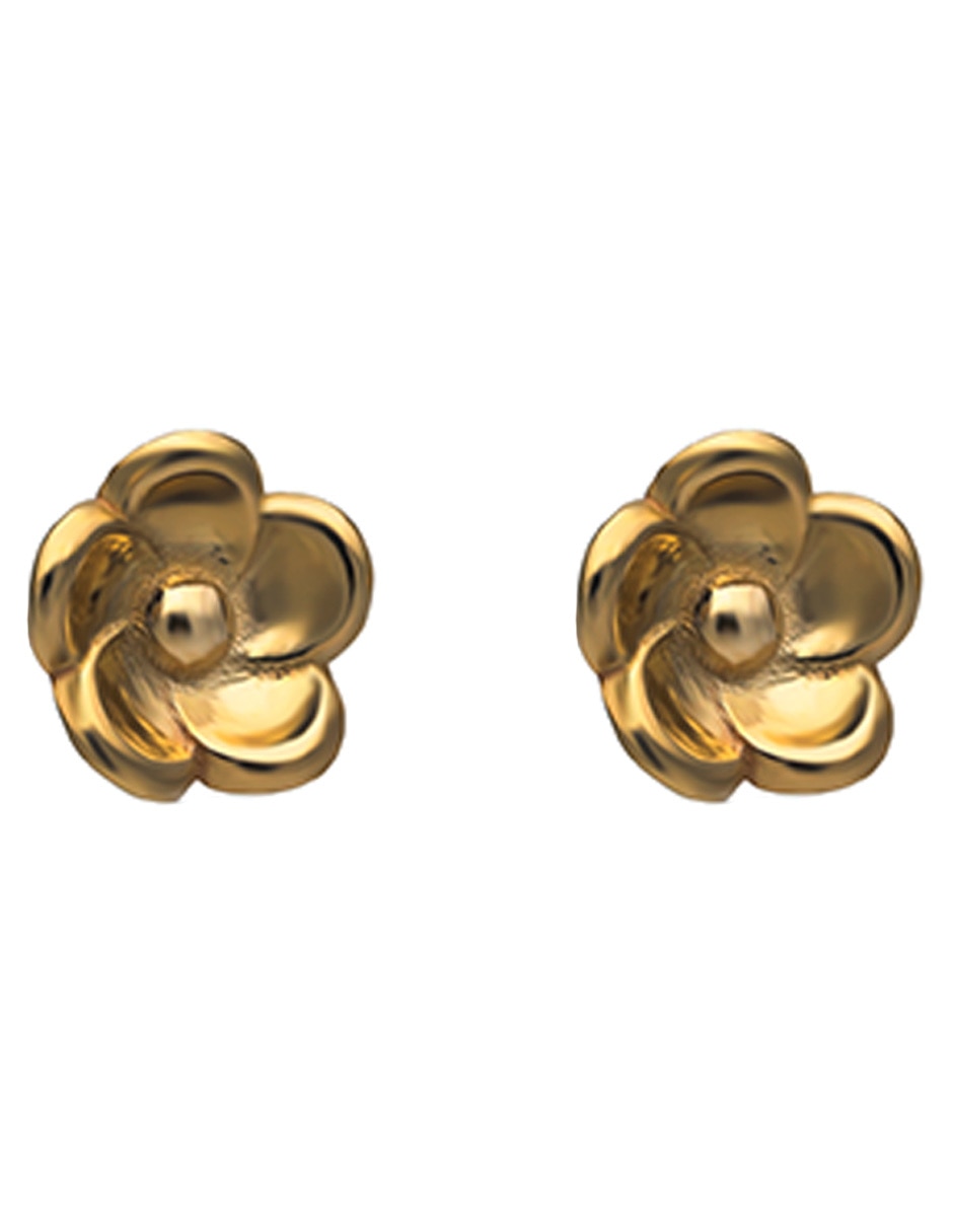 Broqueles de flor de oro 14 K con acabado pulido