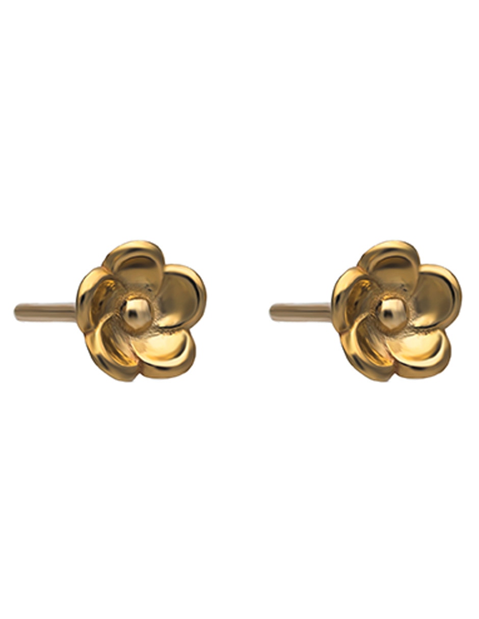 Broqueles de flor de oro 14 K con acabado pulido 2