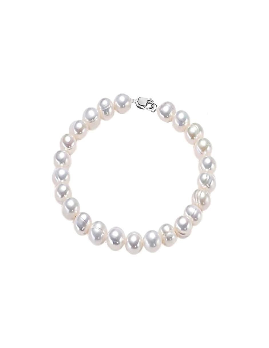 Aretes, collar y pulsera de plata P925 perla 5