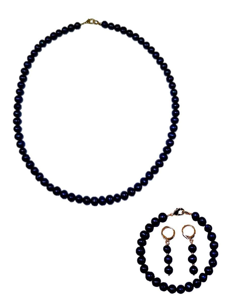 Aretes, collar y pulsera perla