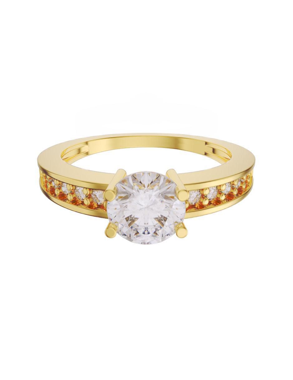 Solitario de oro 14 k zirconia