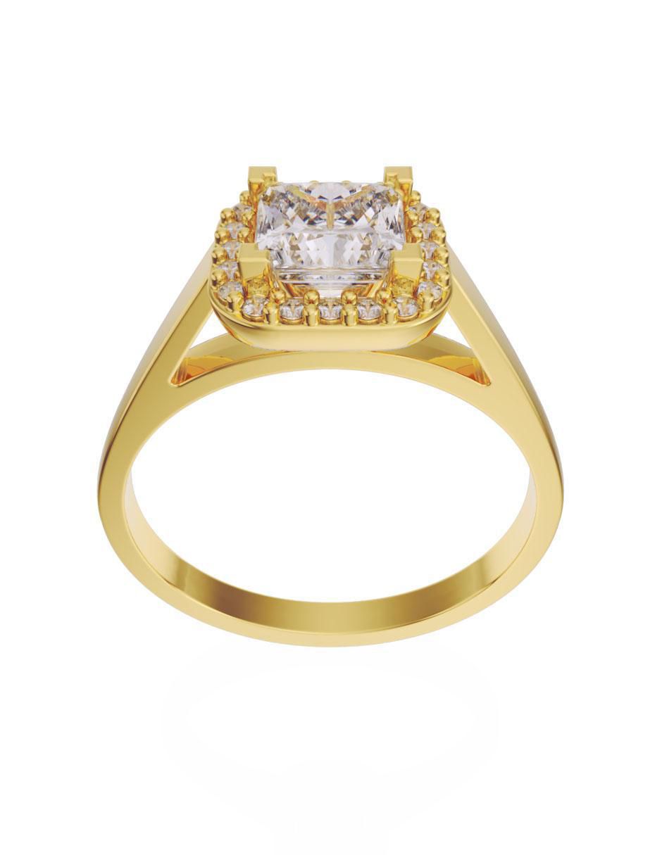 Solitario "de (si aplica)" cuadrada fonelli sin familia sin temática 14 k "de" oro zirconia