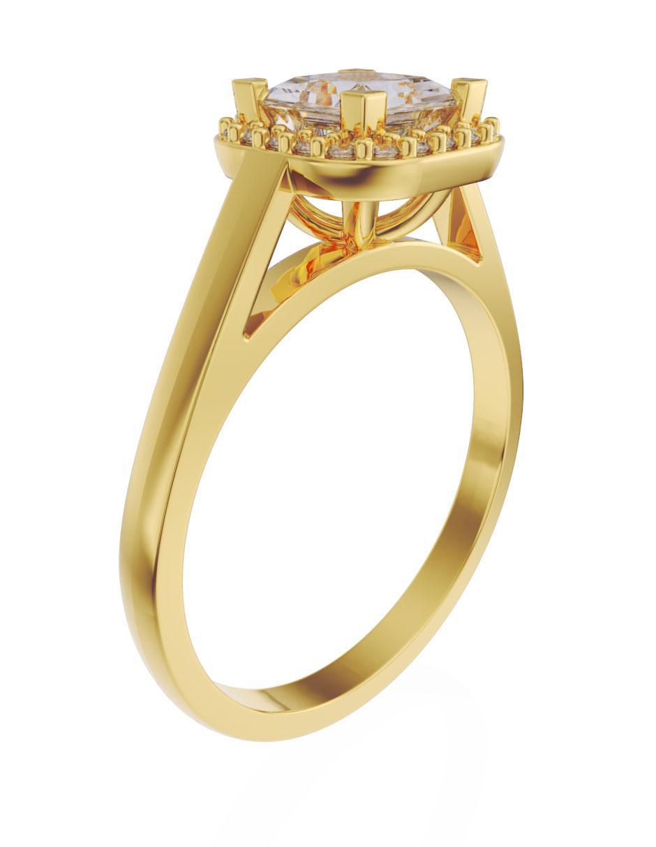Solitario "de (si aplica)" cuadrada fonelli sin familia sin temática 14 k "de" oro zirconia