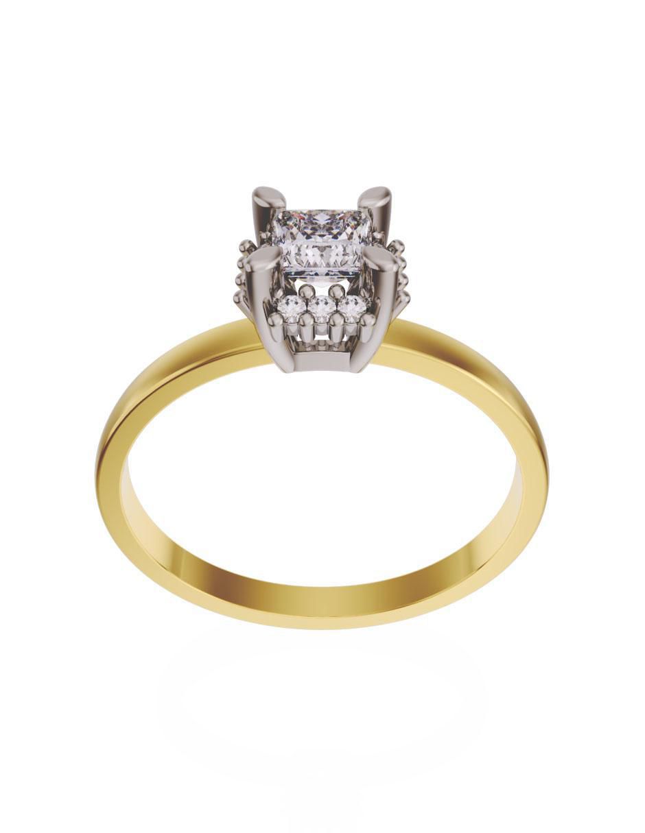 Solitario "de (si aplica)" cuadrada fonelli sin familia sin temática 14 k "de" oro zirconia