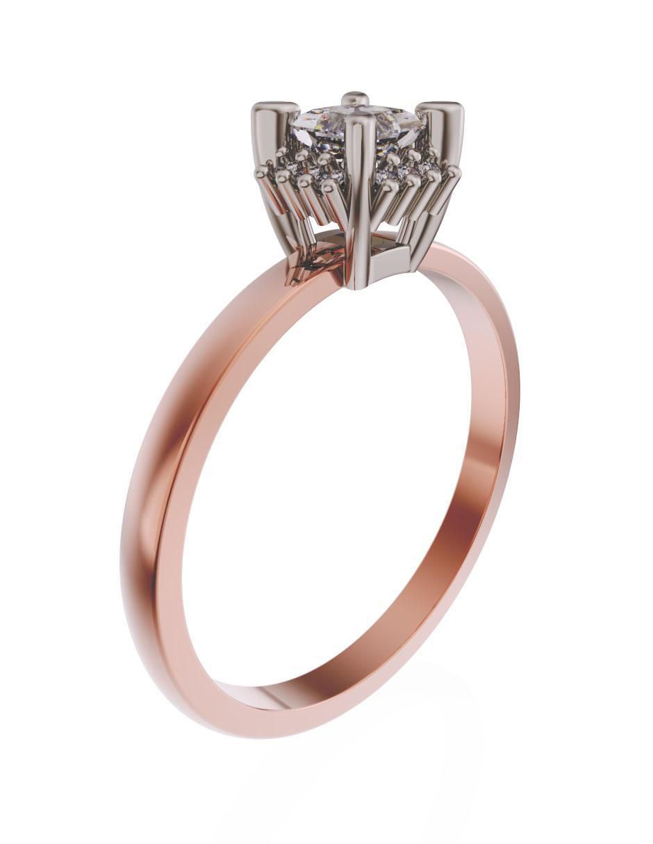 Solitario de oro 14 k zirconia 3