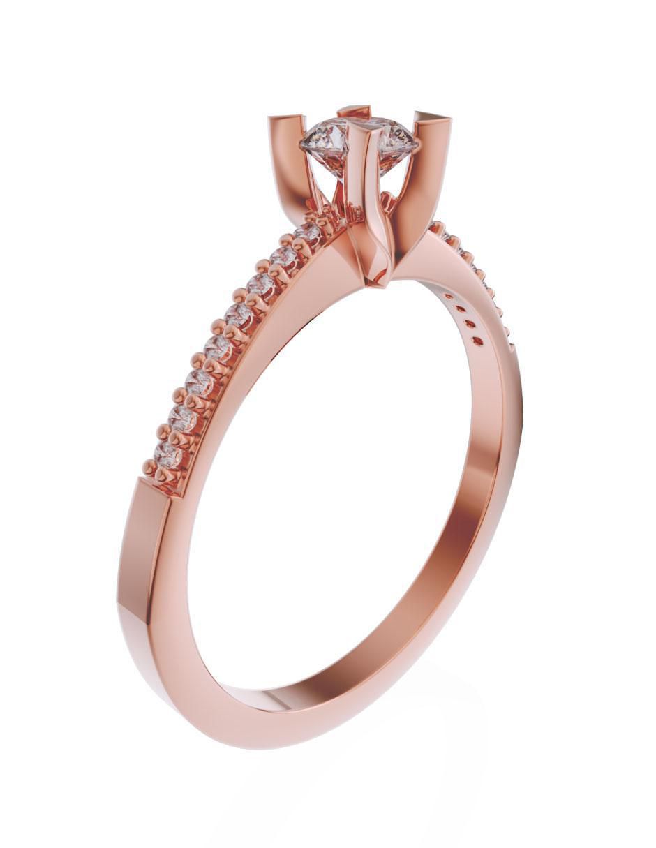 Solitario de oro 14 k zirconia 3