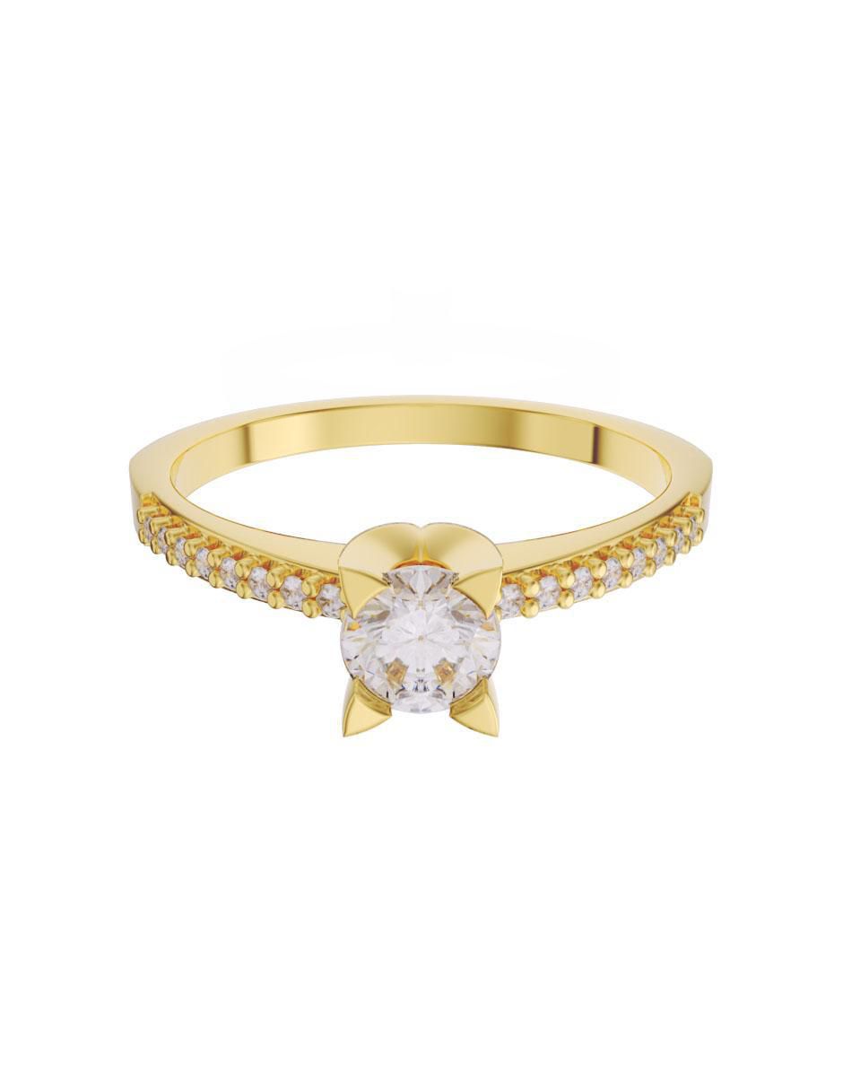 Solitario de oro 14 k zirconia