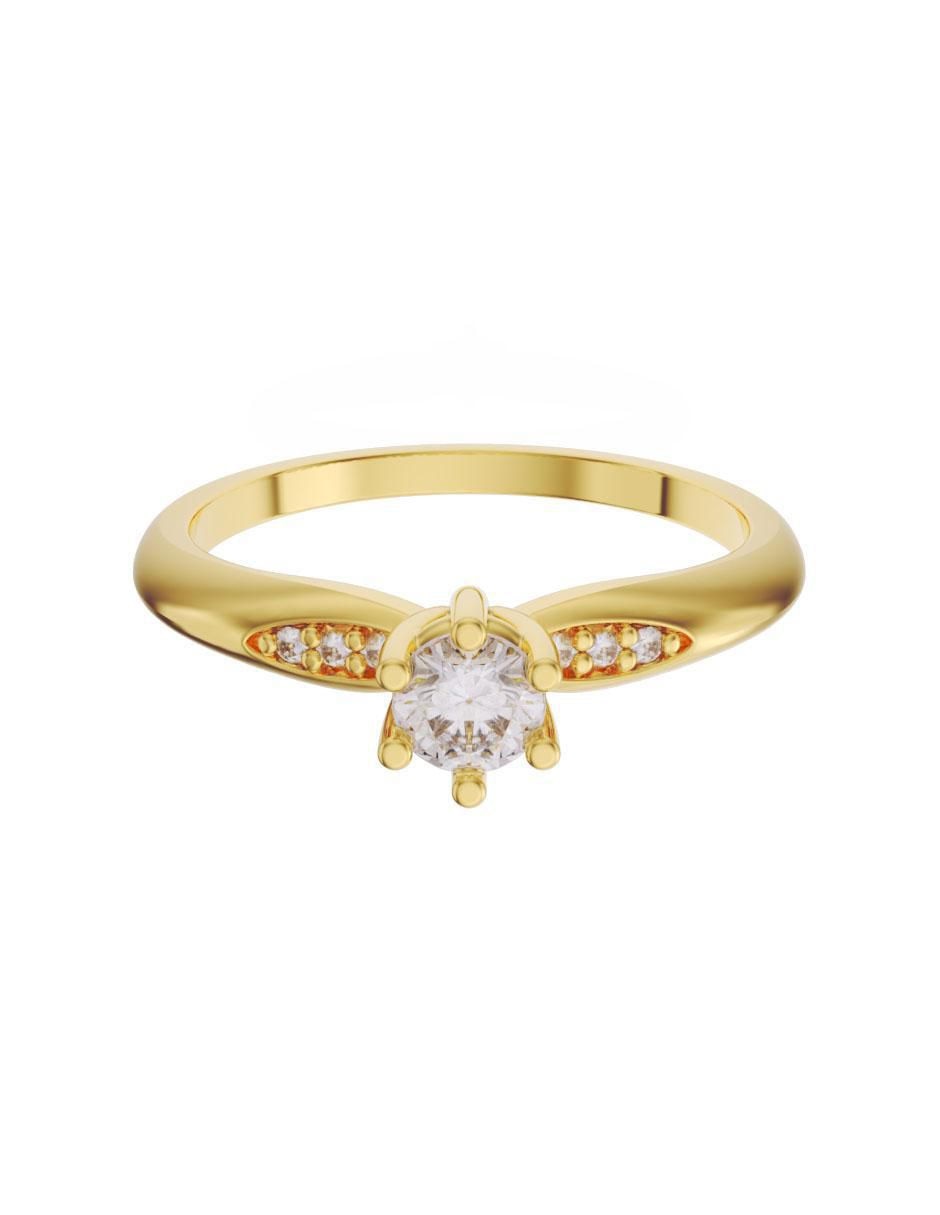 Solitario de oro 14 k zirconia