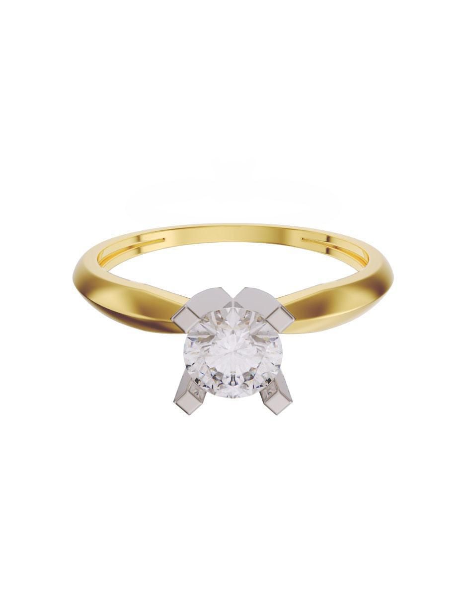 Solitario de oro 14 k zirconia